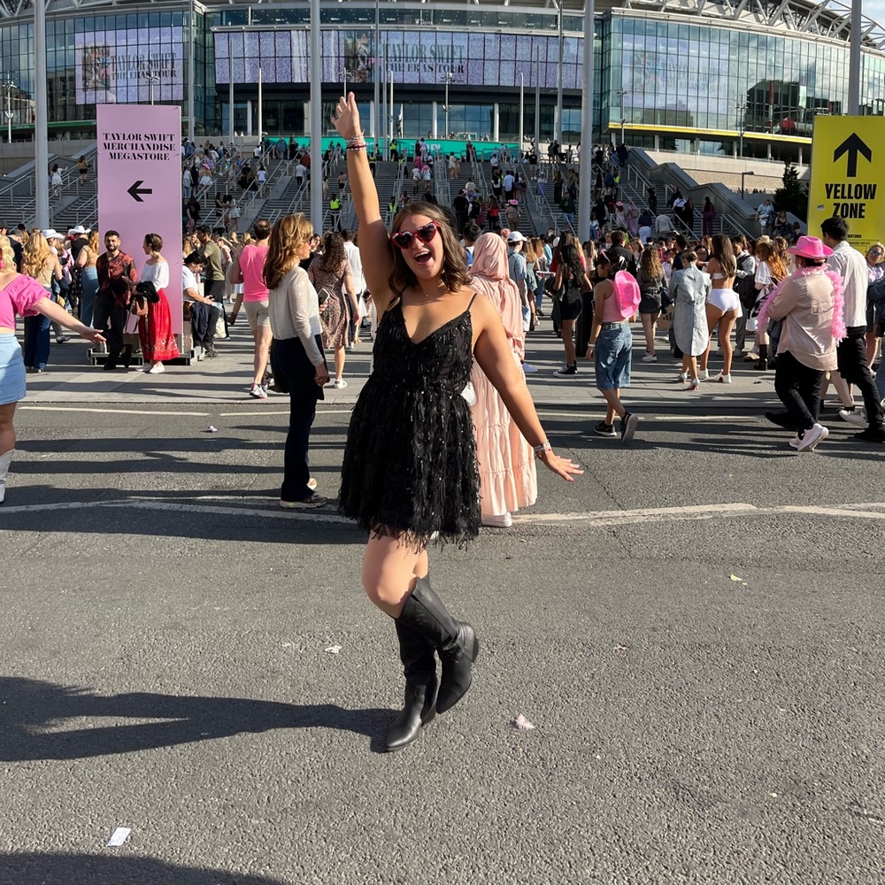 Black fringe mini dress
